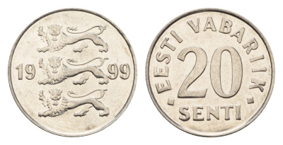 Эстония 20 сентов 1999 KM 23a сталь плакированная никелем UNC 4689-723