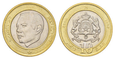 Марокко 10 дирхамов 2002 AH 1423, год-тип Y 110 биметалл UNC 25-2327