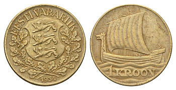 Эстония 1 крона 1934 год-тип KM 16 алюминиевая бронза 4364-2134
