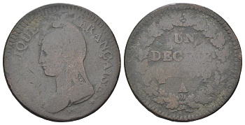 Франция 1 десим 1795-1800 KM 644 бронза 88-214