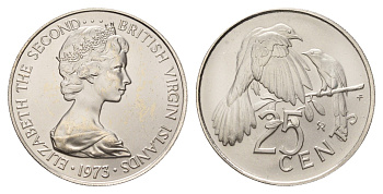 Британские Виргинские острова 25 центов 1973 KM 4 медно-никель UNC 4650-824