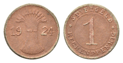 Германия игровой жетон в 1 рентенпфенниг 1924 диаметр 17 мм картон 4702-934