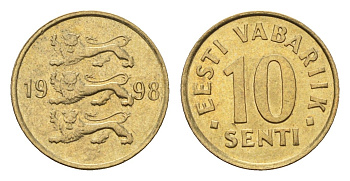 Эстония 10 сентов 1998 KM 22 латунь UNC 4689-639