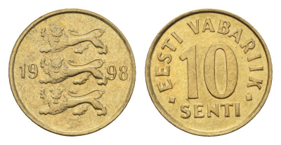 Эстония 10 сентов 1998 KM 22 латунь UNC 4689-639