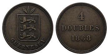 Гернси 4 дабла (дубля) 1868 KM 5 бронза 4122-1116