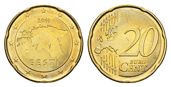 Эстония 20 евроцентов 2011 KM 65 нордик UNC 4688-544