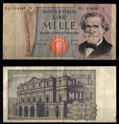 Италия 1000 лир 1977 Pick 101 e бумага 7221-71-3-1