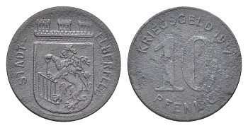 Эльберфельд 10 пфеннигов 1917 Funck 111.2, Men05 6413.2, Men18 8040.2 цинк 4708-861