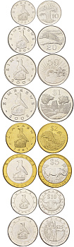 Зимбабве набор из 8 монет (10, 20 и 50 центов; 1, 2, 5, 10 и 25 долларов) 2001, 2002 и 2003 KM 3a, 4a, 5a, 6a, 12a, 13, 14 и 15 4675-1151-1157