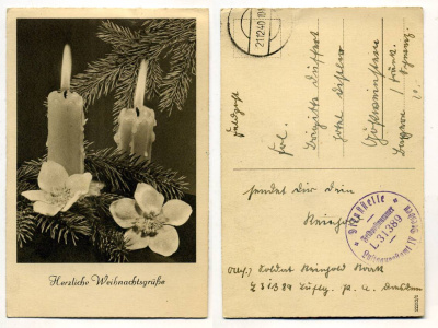 ГЕРМАНИЯ ОТКРЫТКА 1940 II-АЯ МИРОВАЯ ВОЙНА, РОЖДЕСТВО, ДРЕЗДЕН, ПИСЬМО бумага 153-28-21