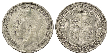 Великобритания 1/2 кроны 1927 Георг V (1910-1936), год-тип KM 830, Spink 4042 серебро 270-1442