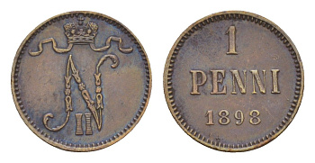 Россия для Финляндии 1 пенни 1898 Николай II (1894-1917) Биткин 459 медь 4658-857