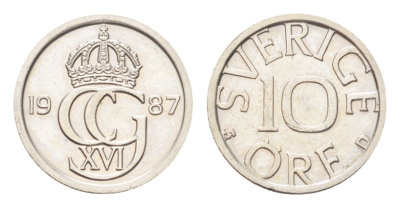 Швеция 10 эре 1987 Карл XVI Густав (1973- ) KM 850 медно-никель UNC 4705-935