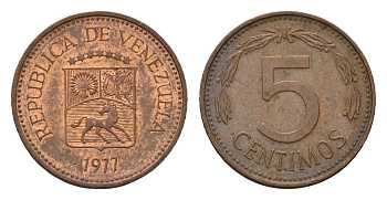 Венесуэла 5 сентимо 1977 Y 49 сталь плакированная медью 4702-356