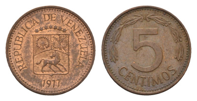 Венесуэла 5 сентимо 1977 Y 49 сталь плакированная медью 4702-356