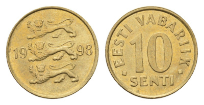 Эстония 10 сентов 1998 KM 22 латунь UNC 4689-641
