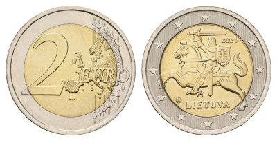 Литва 2 евро 2024 KM 212 биметалл UNC 4654-1143