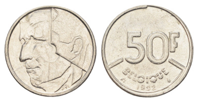 Бельгия 50 франков 1992 Belgique, Бодуэн I (1951-1993) KM 168 никель 4706-126