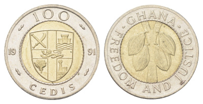 Гана 100 седи 1991 KM 32 биметалл UNC 4703-1252