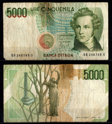 Италия 5000 лир 1985 Pick 111 b бумага 7218-33-2-2