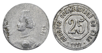 Франция, Департамент садоводства жетон в 25 сантимов 1917 Elie mon 10.2 алюминий 4658-1259