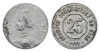 Франция, Департамент садоводства жетон в 25 сантимов 1917 Elie mon 10.2 алюминий 4658-1259