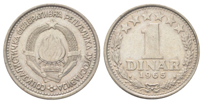 Югославия 1 динар 1965 KM 47 медно-никель 4702-638
