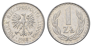 Польша 1 злотый 1988 Y 49.2 алюминий 4703-623