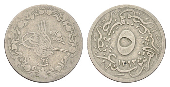 Египет 5/10 кирша 1876 (1898) AH 1283 KM 291 медно-никель 4702-759