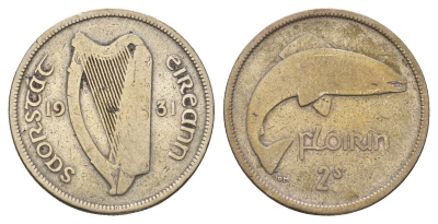 Ирландия 2 шиллинга (флорин) 1931 лосось KM 7 серебро 5010-1425