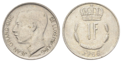 Люксембург 1 франк 1966 Великий герцог Жан (1964-2000) KM 55 медно-никель 4702-658