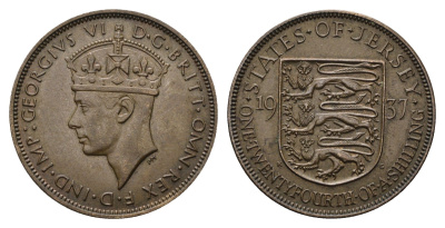 Джерси 1/24 шиллинга 1937 Георг VI (1936-1952) KM 17 бронза 1526-1341