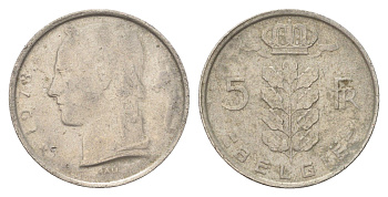 Бельгия 5 франков 1978 Belgie, Бодуэн I (1951-1993) KM 135 медно-никель 4704-1135