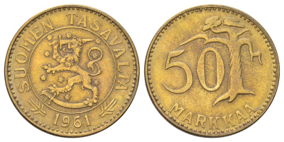 Финляндия 50 марок 1961 KM 40 алюминиевая бронза 4666-844
