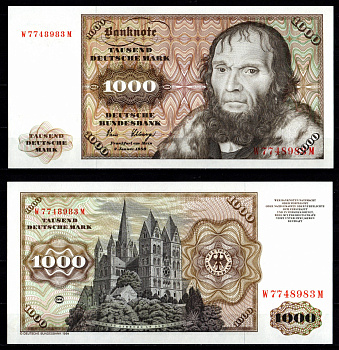 ФРГ 1000 марок 1980 Астроном Йоханнес Шенер (автор Лукас Кранах). Замок Лимбурга-на-Лане Pick 36 br бумага UNC (пресс) 451-1149-2