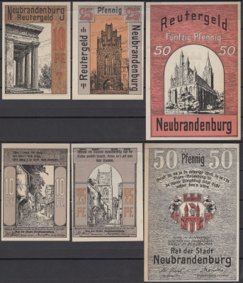 Нойбранденбург полный набор из 3 нотгельдов (10, 25 и 50 пфеннигов) 1922 DeNG 2 935.1 бумага UNC (пресс) 7556-44-2-2