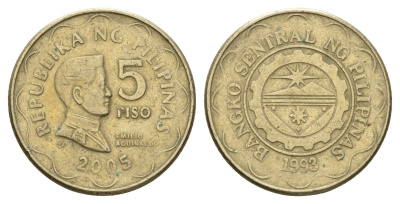 Филиппины 5 писо (песо) 2005 KM 272 никель латунь 4703-541