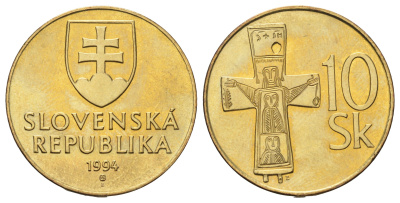 Словакия 10 крон 1994 KM 11.1 латунь UNC 4654-813