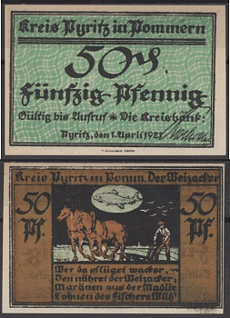 Пириц 50 пфеннигов 1921 бумага UNC (пресс) 8595-17-1-1