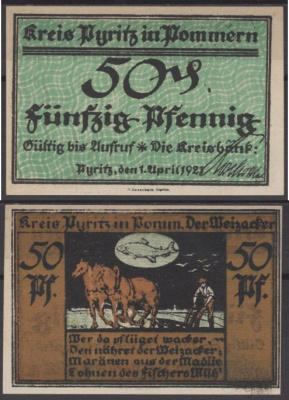 Пириц 50 пфеннигов 1921 бумага UNC (пресс) 8595-17-1-1