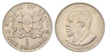 Кения 1 шиллинг 1968 Джомо Кениата KM 5 медно-никель aUNC 4704-117