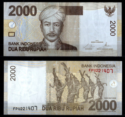 Индонезия 2000 рупий 2015 Pick 148 g бумага 7486-40-3-2