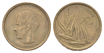 Бельгия 20 франков 1980 Belgique, Бодуэн I (1951-1993) KM 159 никель латунь 4704-1154