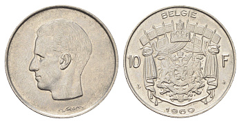 Бельгия 10 франков 1969 Belgie, Бодуэн I (1951-1993) KM 156 никель 4704-1043