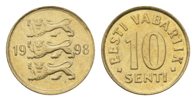 Эстония 10 сентов 1998 KM 22 латунь UNC 4689-645