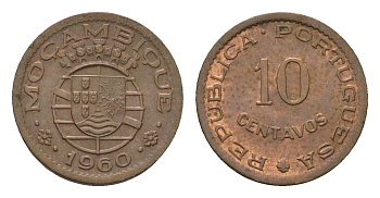 Мозамбик 10 сентаво 1960 KM 83 бронза aUNC 4702-347