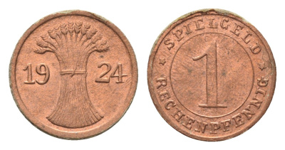 Германия игровой жетон в 1 рентенпфенниг 1924 диаметр 17 мм картон 4702-941
