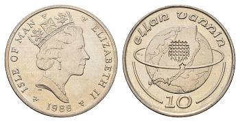 Остров Мэн 10 пенсов 1988 Елизавета II (1952-2022) KM 210 медно-никель aUNC 4607-612