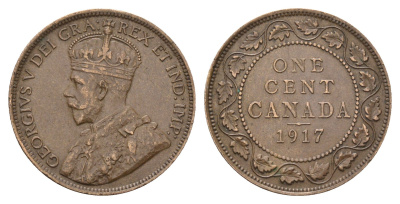Канада 1 цент 1917 Георг V (1910-1936) KM 21 бронза 4620-146