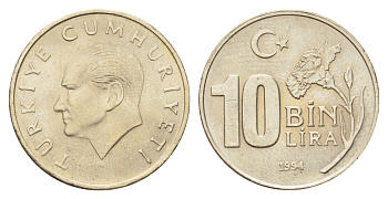 Турция 10000 лир 1994 Кемаль Ататюрк KM 1027.1 медь цинк никель UNC 4706-1214